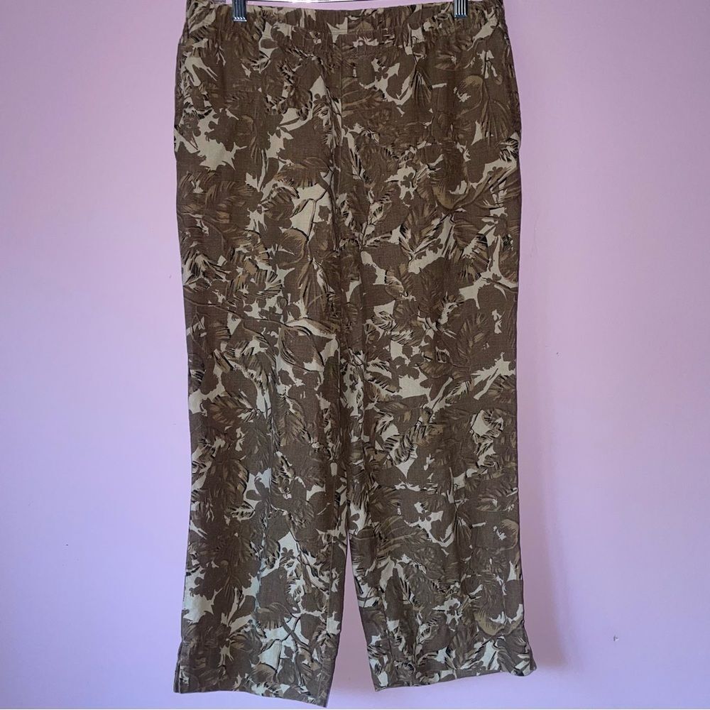 J Jill Size S 100% Linen Wide Leg Printed Pants Pull On